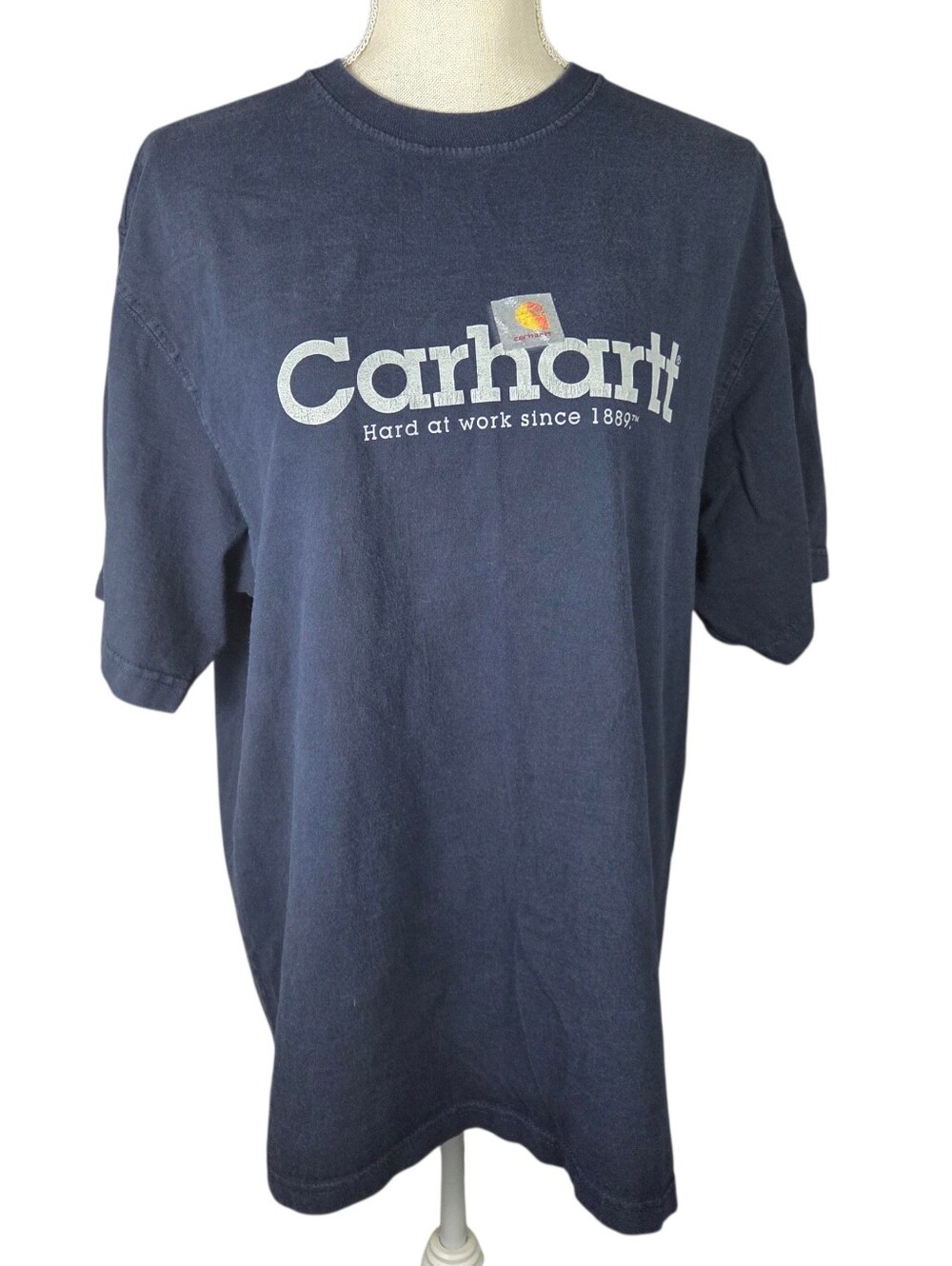Carhartt T-Shirt Mens Medium -Blue -Short Sleeve -K112 NVY -Logo *LIGHT WEAR*